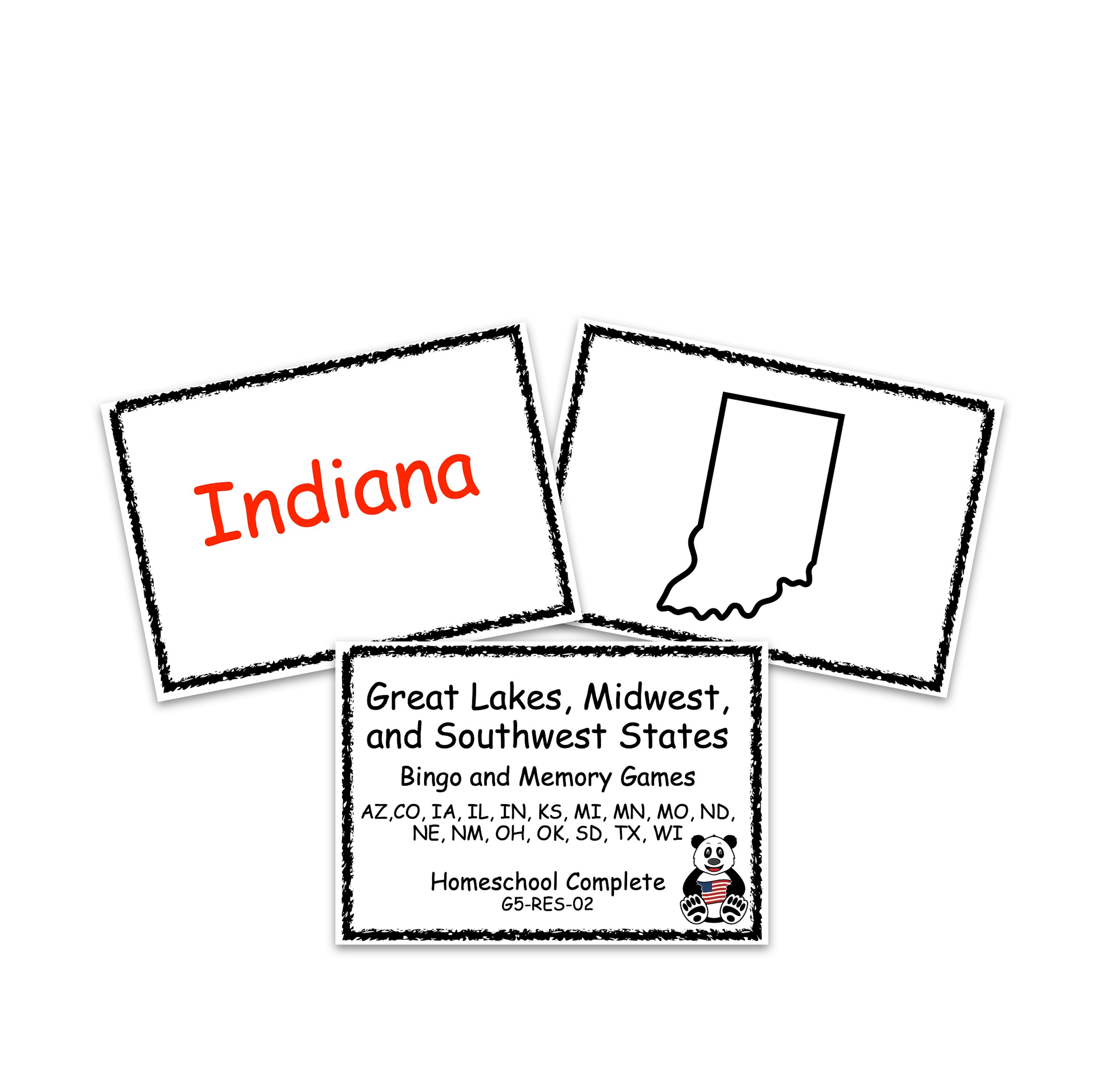 States Bingo and Memory Games: Great Lakes, Midwest, Southwest